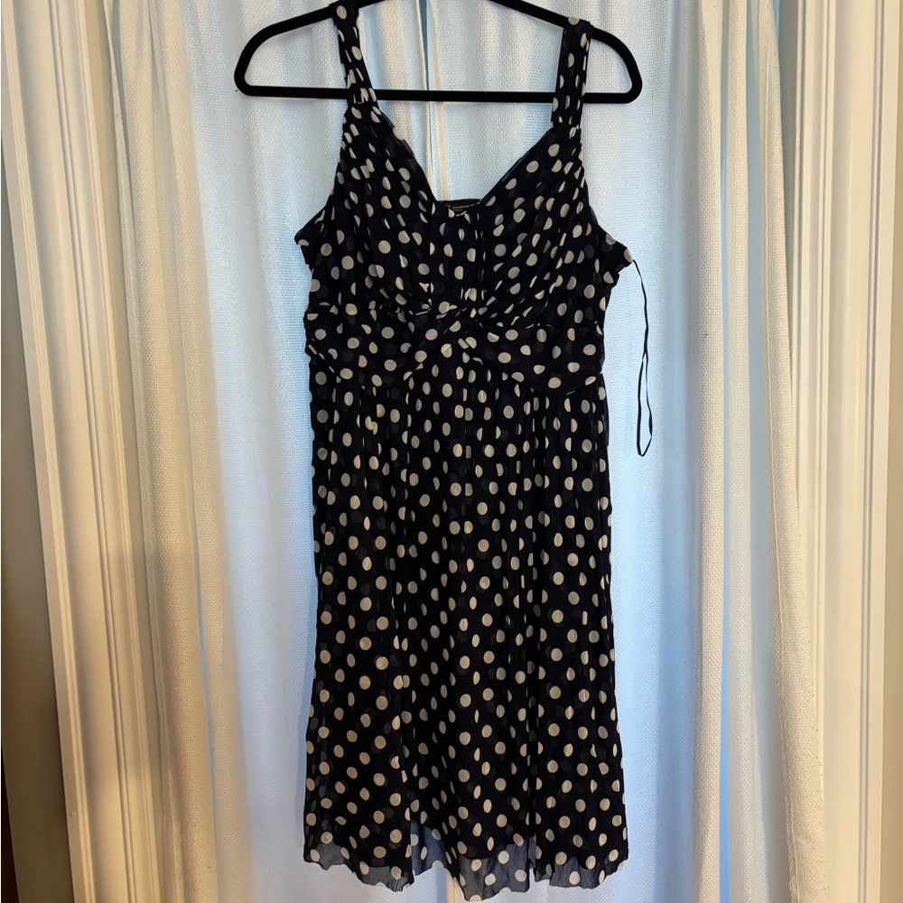 Navy & white polka dot dress
